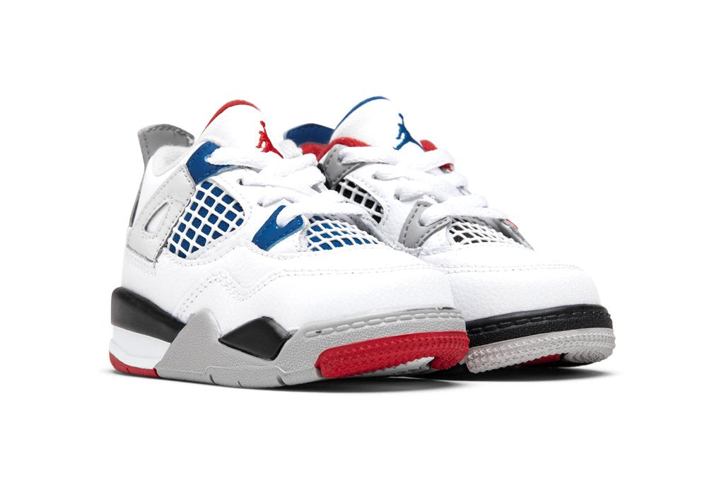 Air Jordan 4 Retro (TD) "What the" - White/Military Blue/Fire Red