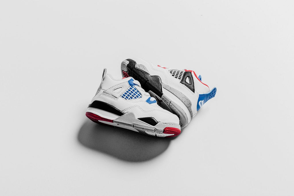 Air Jordan 4 Retro (TD) "What the" - White/Military Blue/Fire Red