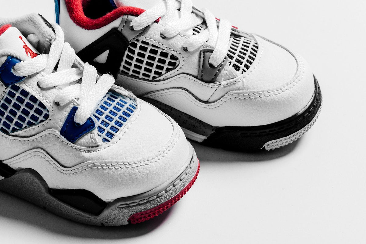 Air Jordan 4 Retro (TD) "What the" - White/Military Blue/Fire Red