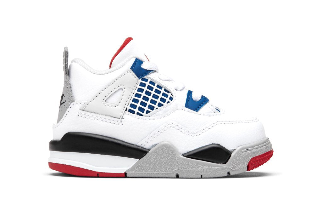 Air Jordan 4 Retro (TD) "What the" - White/Military Blue/Fire Red