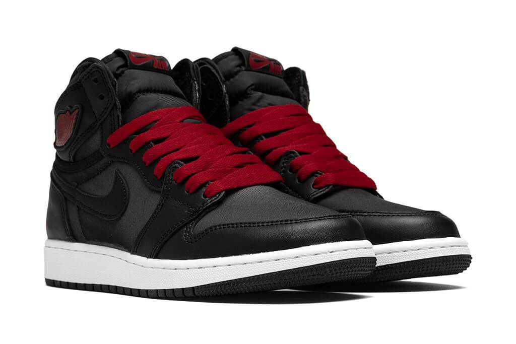 Air Jordan 1 Retro High OG (GS) “Black Satin” - Metallic Silver/Gym Red/White
