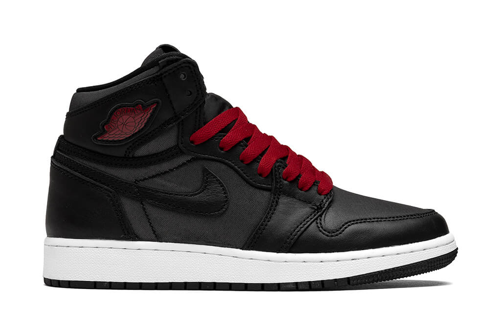 Air Jordan 1 Retro High OG (GS) “Black Satin” - Metallic Silver/Gym Red/White