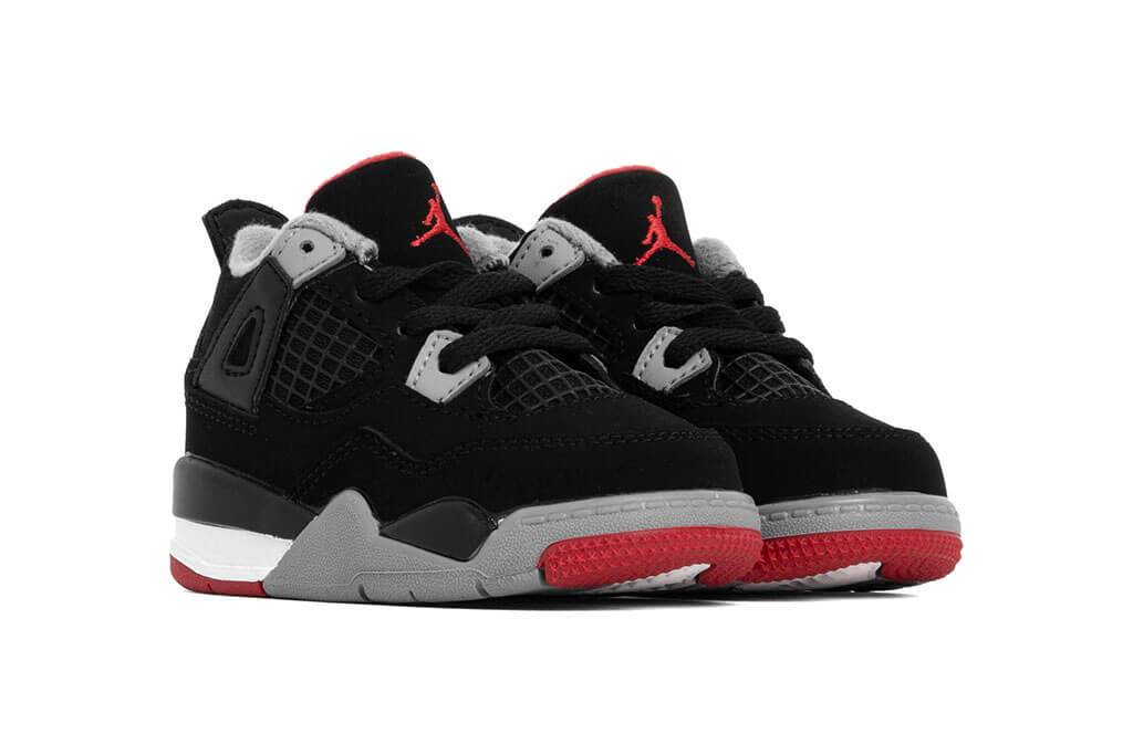 Air Jordan 4 Retro (TD) "Bred" - Black/Fire Red-Cement Grey