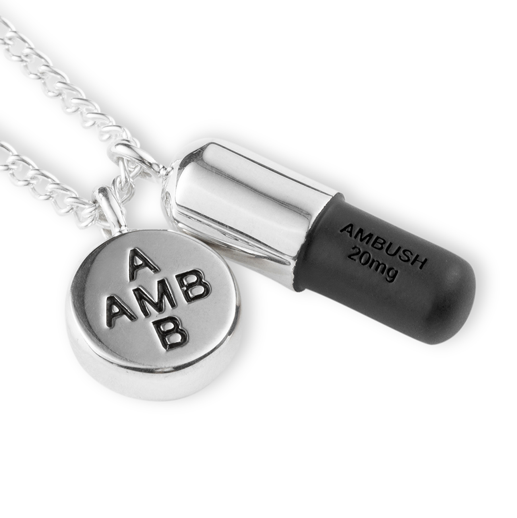 Pill Charm Necklace 2 - Silver/Black
