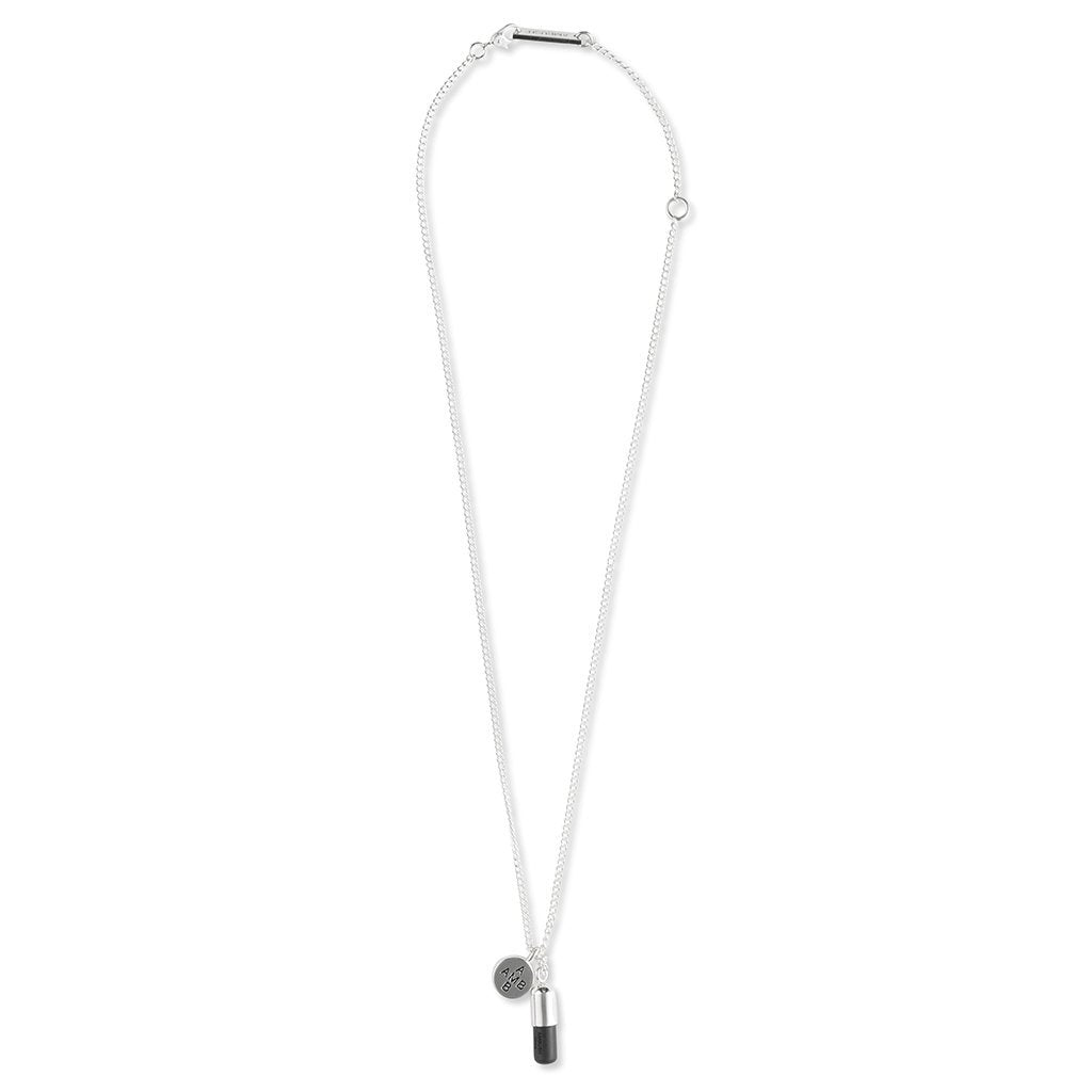 Pill Charm Necklace 2 - Silver/Black