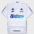 Flame Pattern Overall Print Half Zip Relax Fit Polo Shirt - White