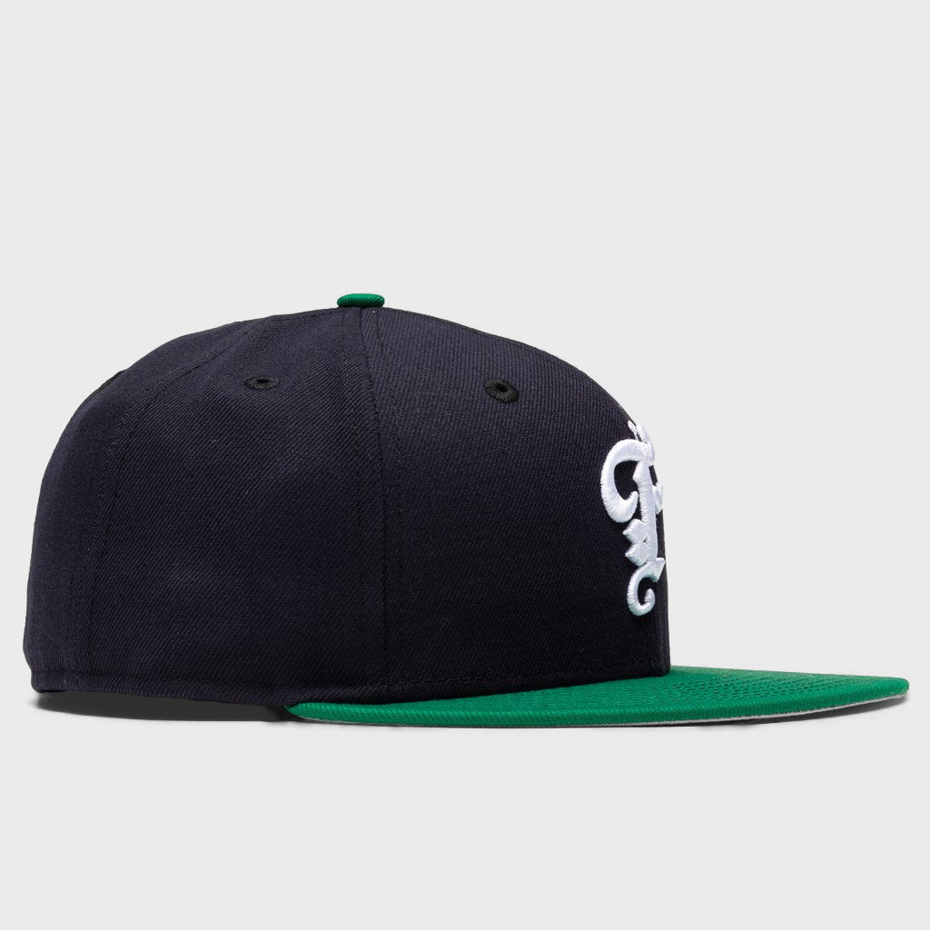 Old English Fitted Cap - Navy/Green