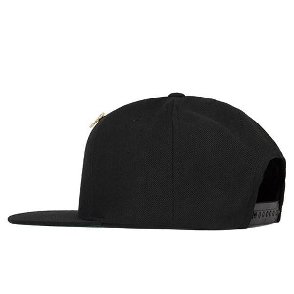 Old English F Snapback Hat w/ Pin - Black/Gold