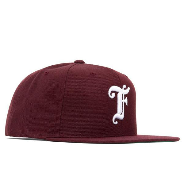 Old English F Snapback w/ Pin - Maroon/White