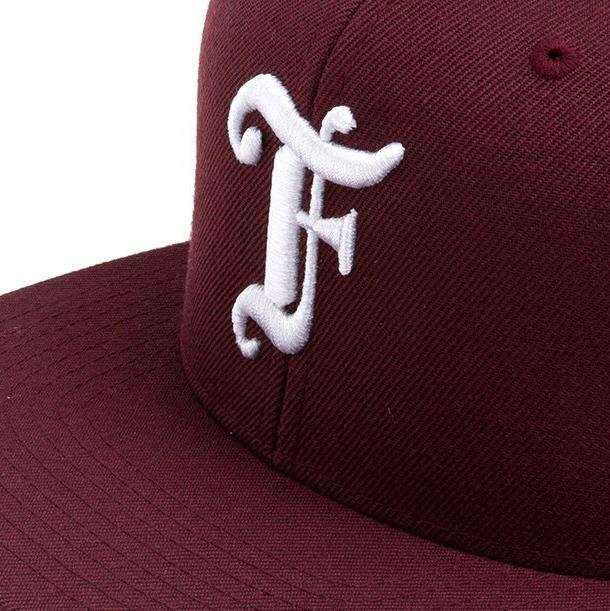 Old English F Snapback w/ Pin - Maroon/White