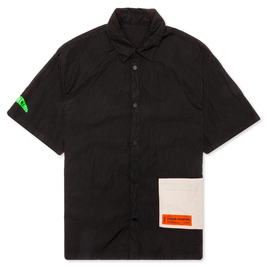 Nylon S/S Pocket Shirt - Black/Green