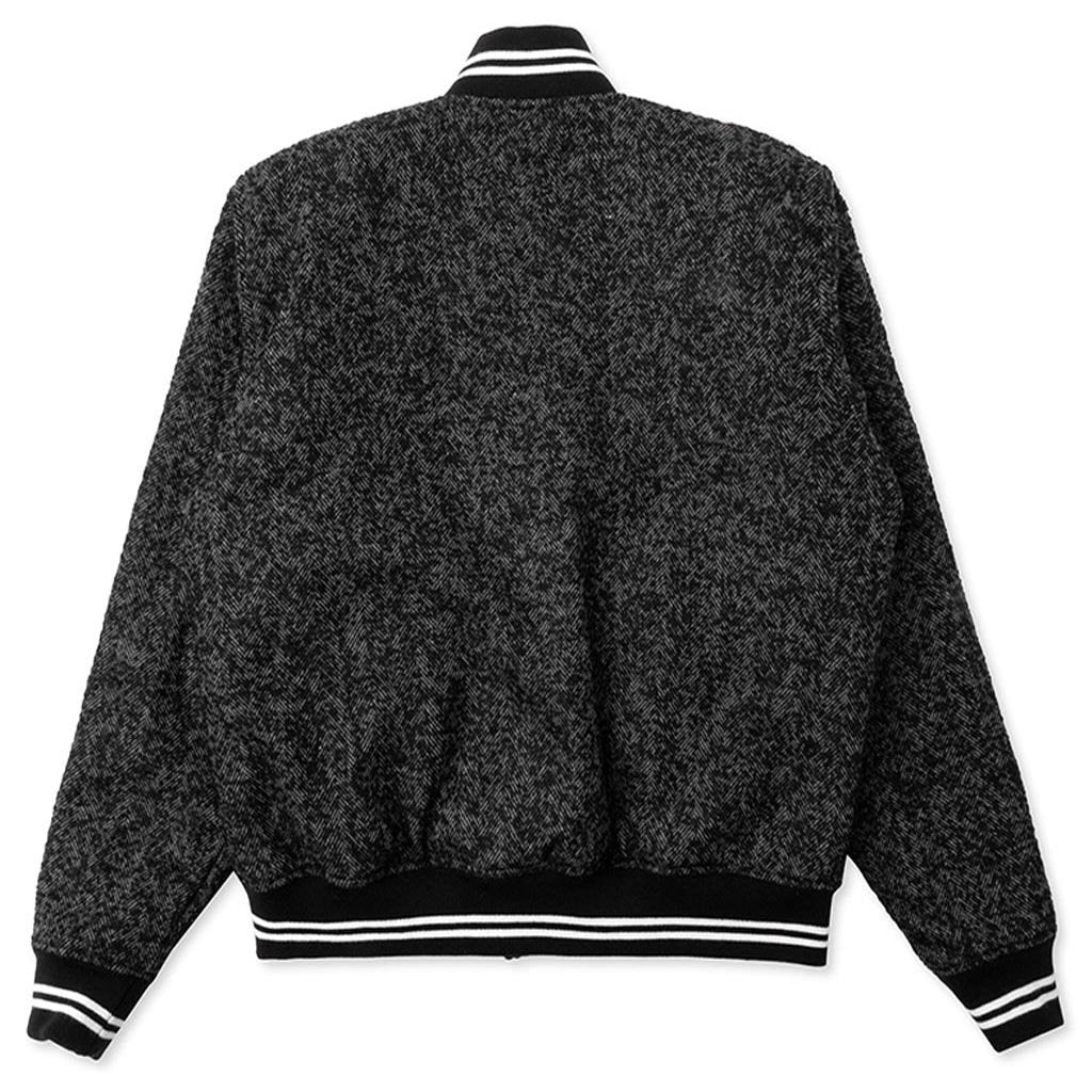 Cropped Baseball Jacket - Charcoal Tweed