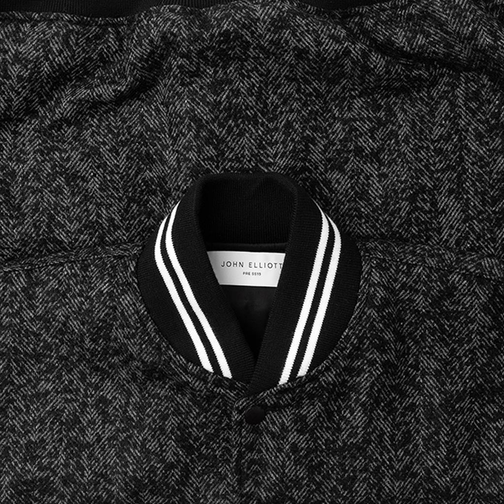 Cropped Baseball Jacket - Charcoal Tweed