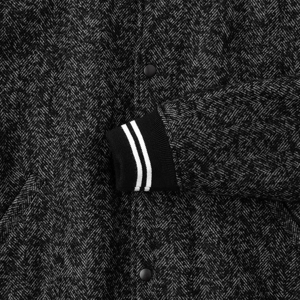 Cropped Baseball Jacket - Charcoal Tweed