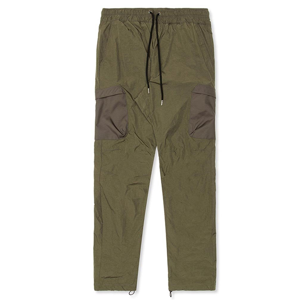 High Shrunk Nylon Cargo Pants - Olive
