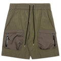 High Shrunk Nylon Cargo Shorts - Olive