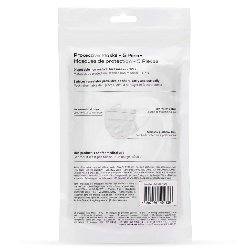 Standard Protective Masks 5 Pack - Black