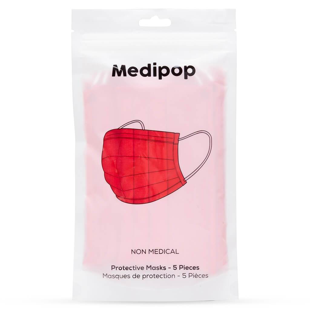 Standard Protective Masks 5 Pack - Neon Red Coral