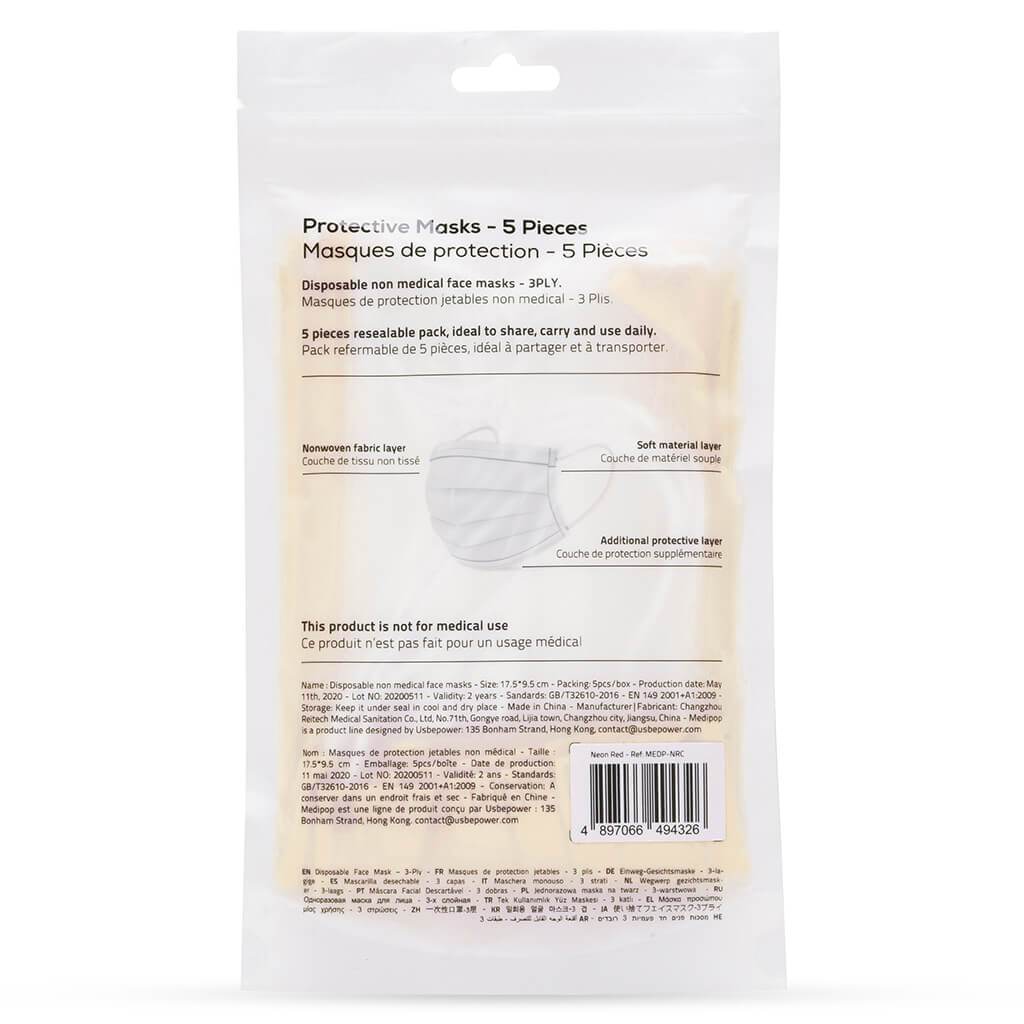 Standard Protective Masks 5 Pack - Neon Yellow