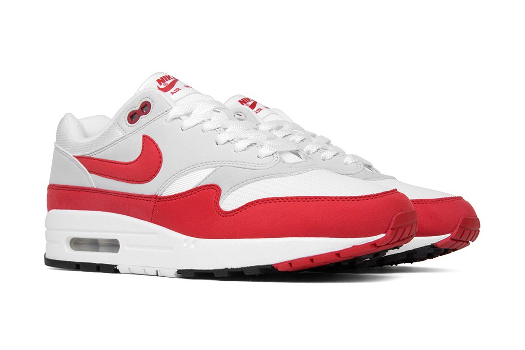 Air Max 1 OG Anniversary - White/University Red/Neutral Grey