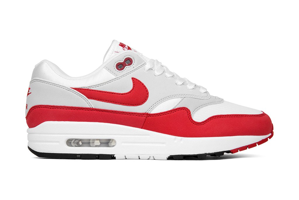 Air Max 1 OG Anniversary - White/University Red/Neutral Grey