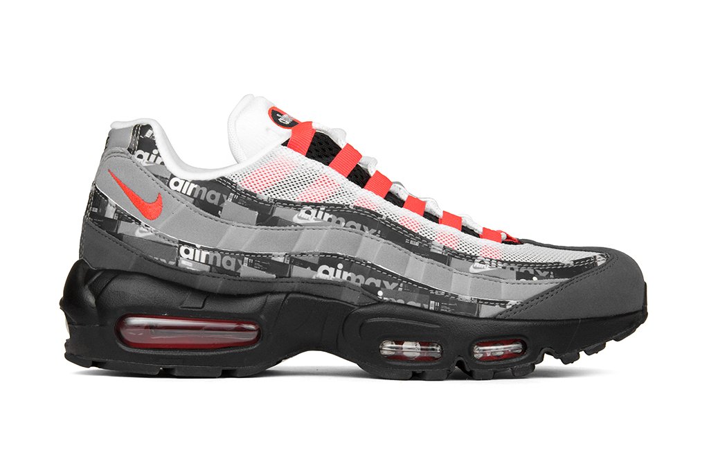Air Max 95 Print 'We Love Nike' - Black/Bright Crimson-Medium Ash