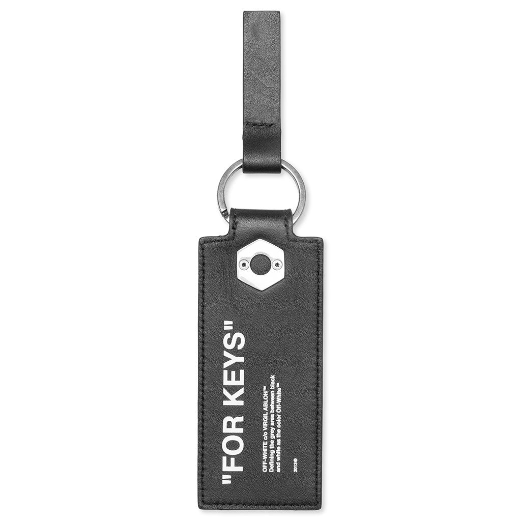 Calf Skin Quote Key Holder - Black/White