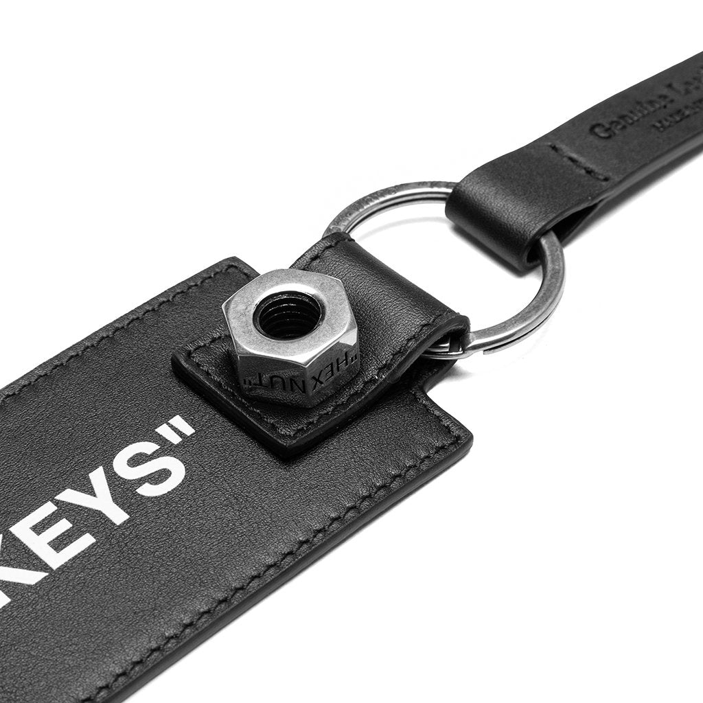Calf Skin Quote Key Holder - Black/White