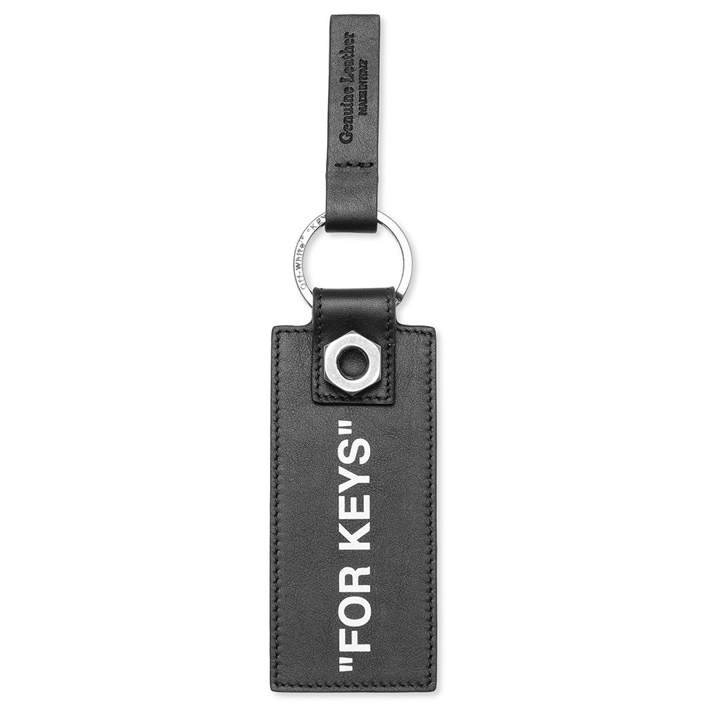 Calf Skin Quote Key Holder - Black/White