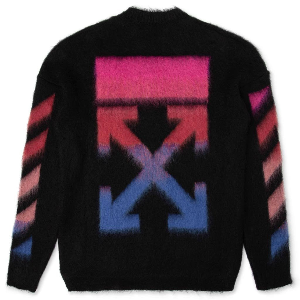 Diag Brushed Mohair Crewneck - Black/Multi