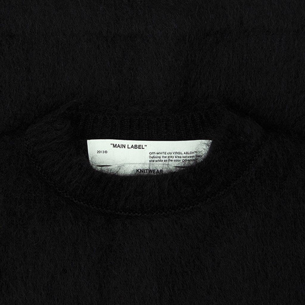 Diag Brushed Mohair Crewneck - Black/Multi