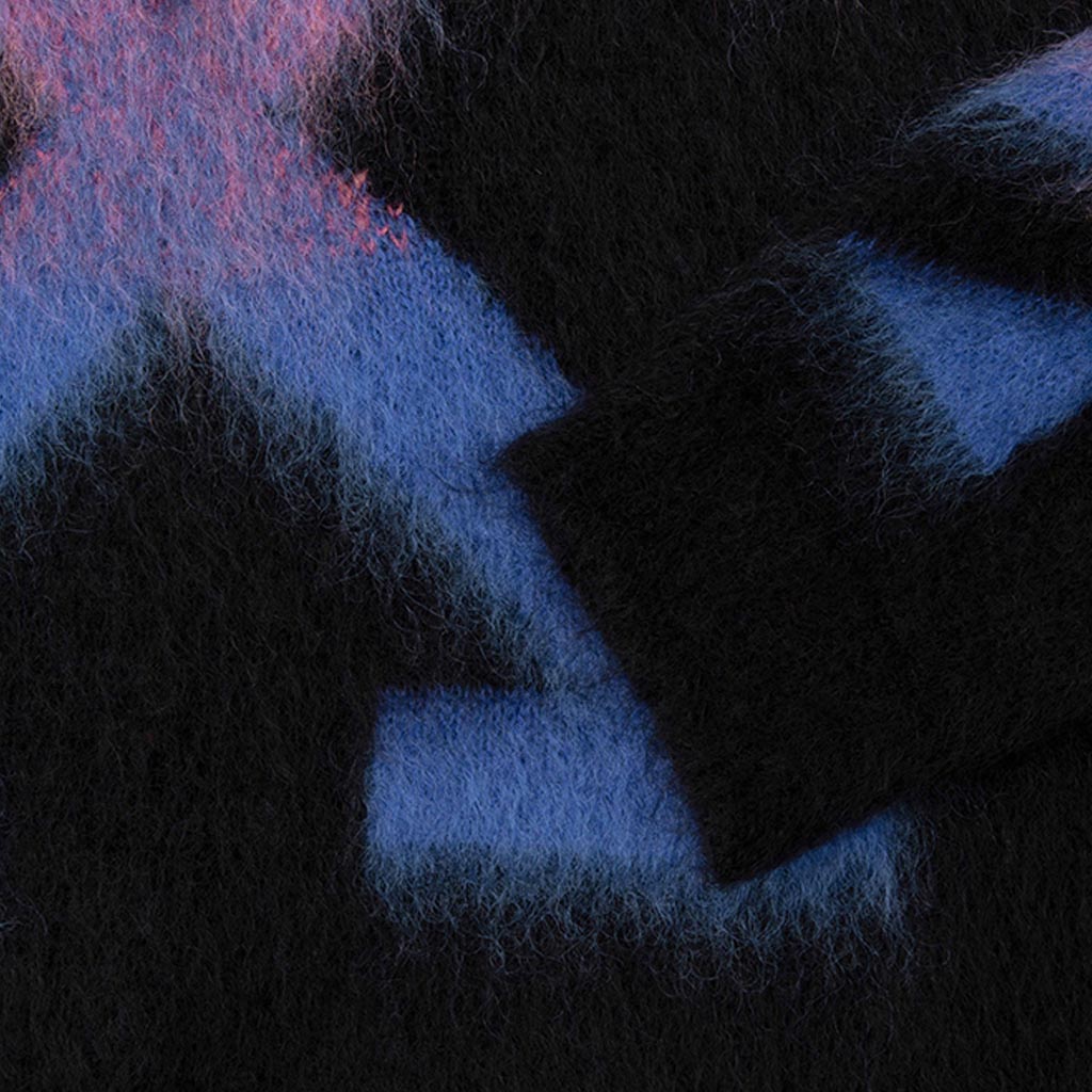 Diag Brushed Mohair Crewneck - Black/Multi