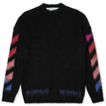 Diag Brushed Mohair Crewneck - Black/Multi
