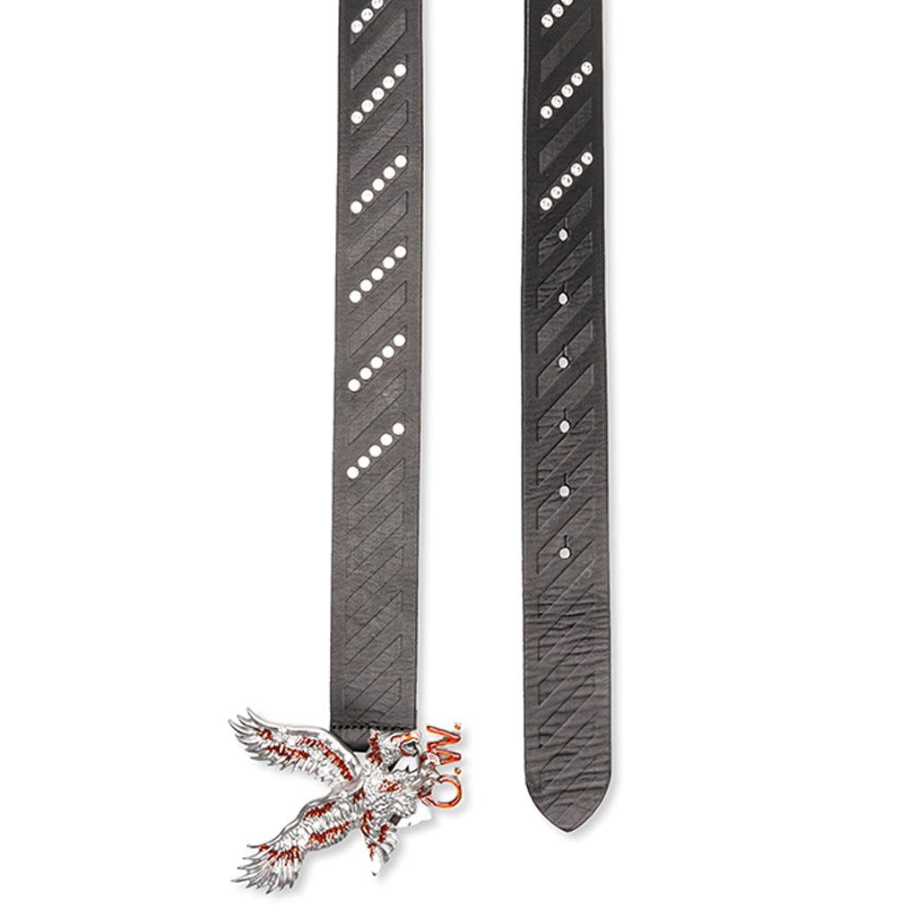 Eagle Leather Belt - Black/Silver