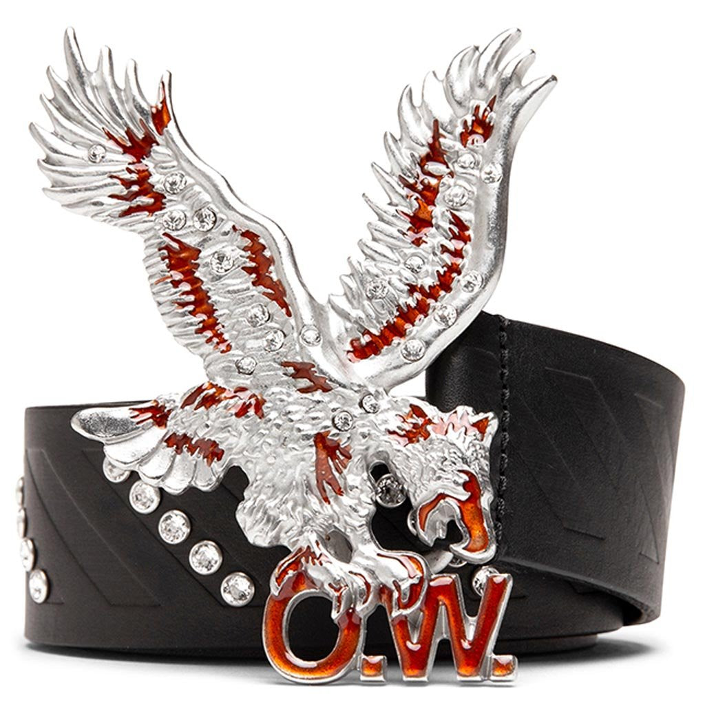 Eagle Leather Belt - Black/Silver