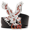 Eagle Leather Belt - Black/Silver