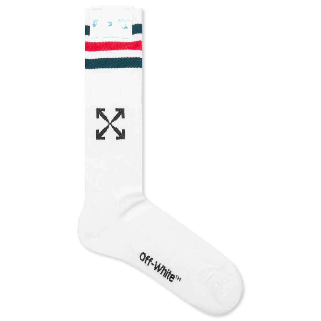 Extra Long Sport Socks - White/Red