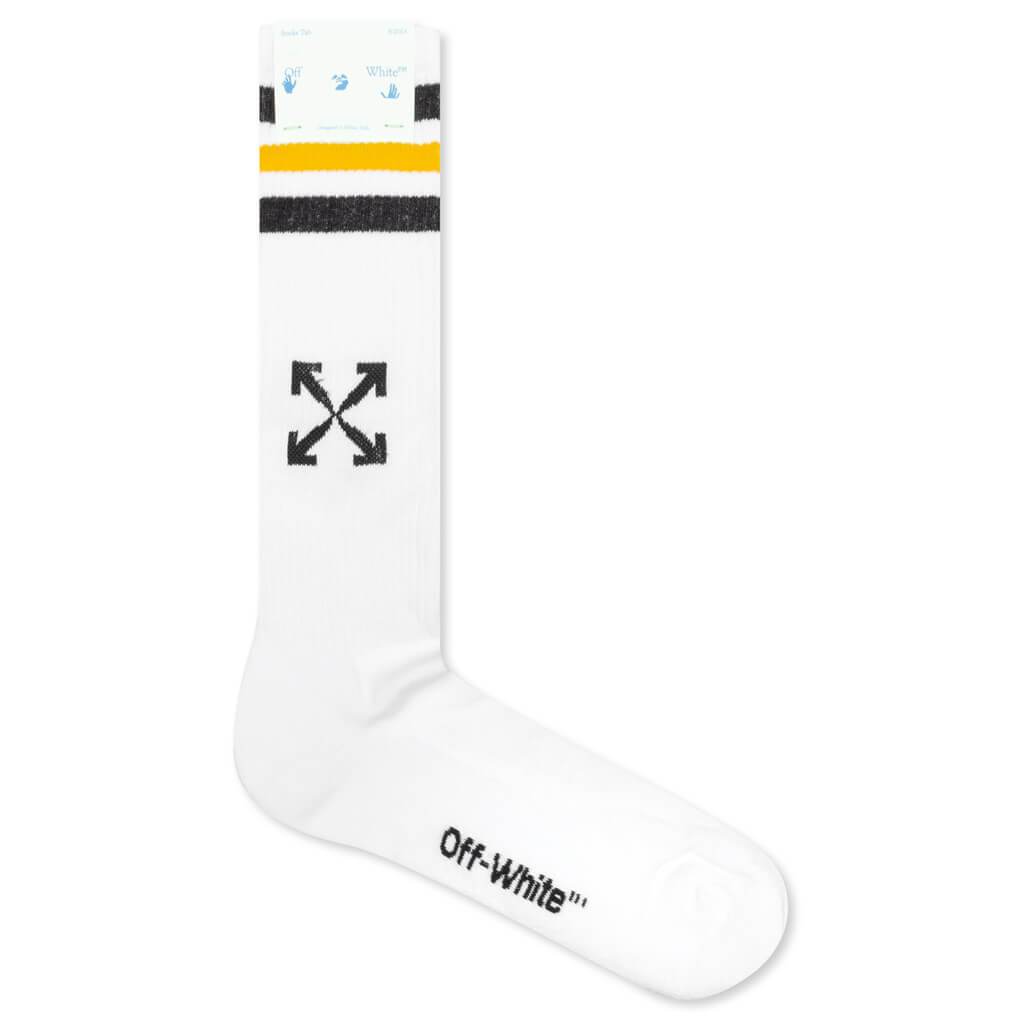 Extra Long Sport Socks - White/Yellow