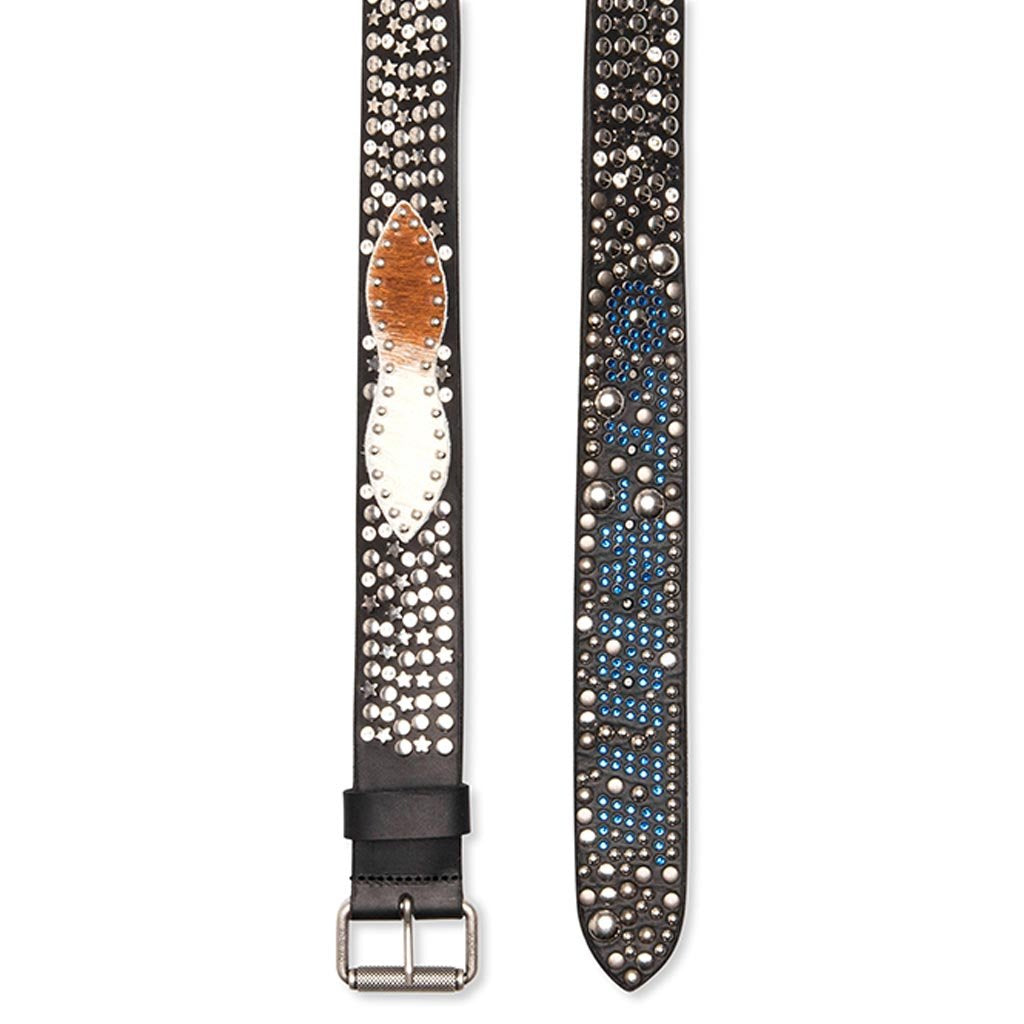 Studs Leather Belt - Black/Silver