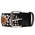 Studs Leather Belt - Black/Silver