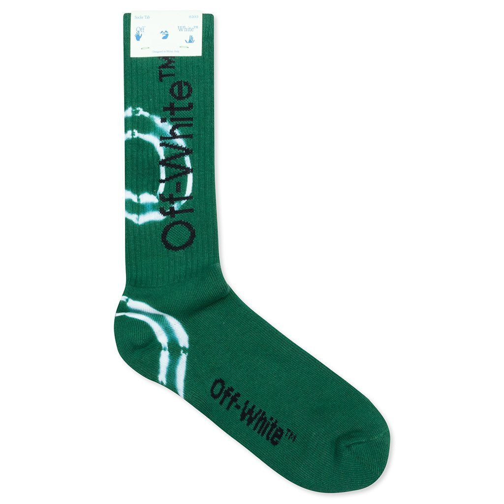 Tie Dye Mid Length Socks - Dark Green