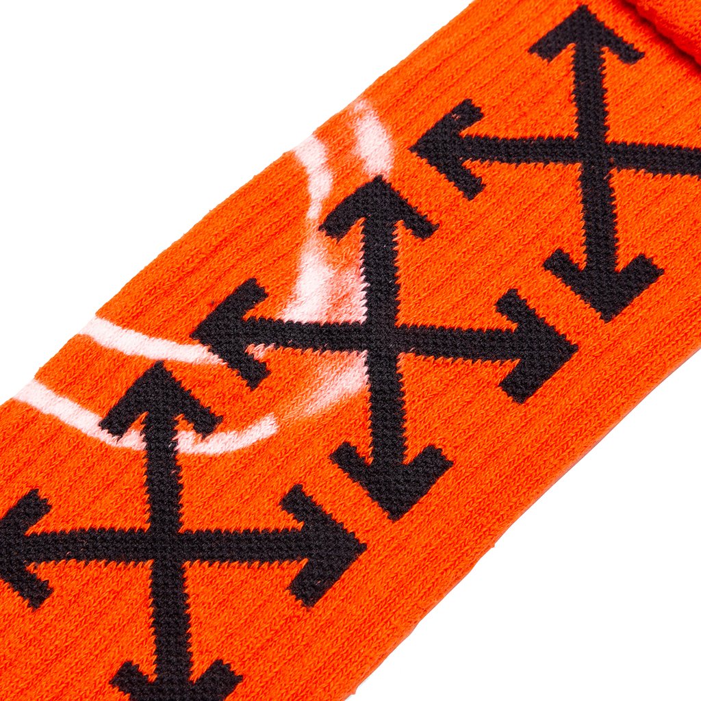 Tie Dye Mid Length Socks - Orange/Black