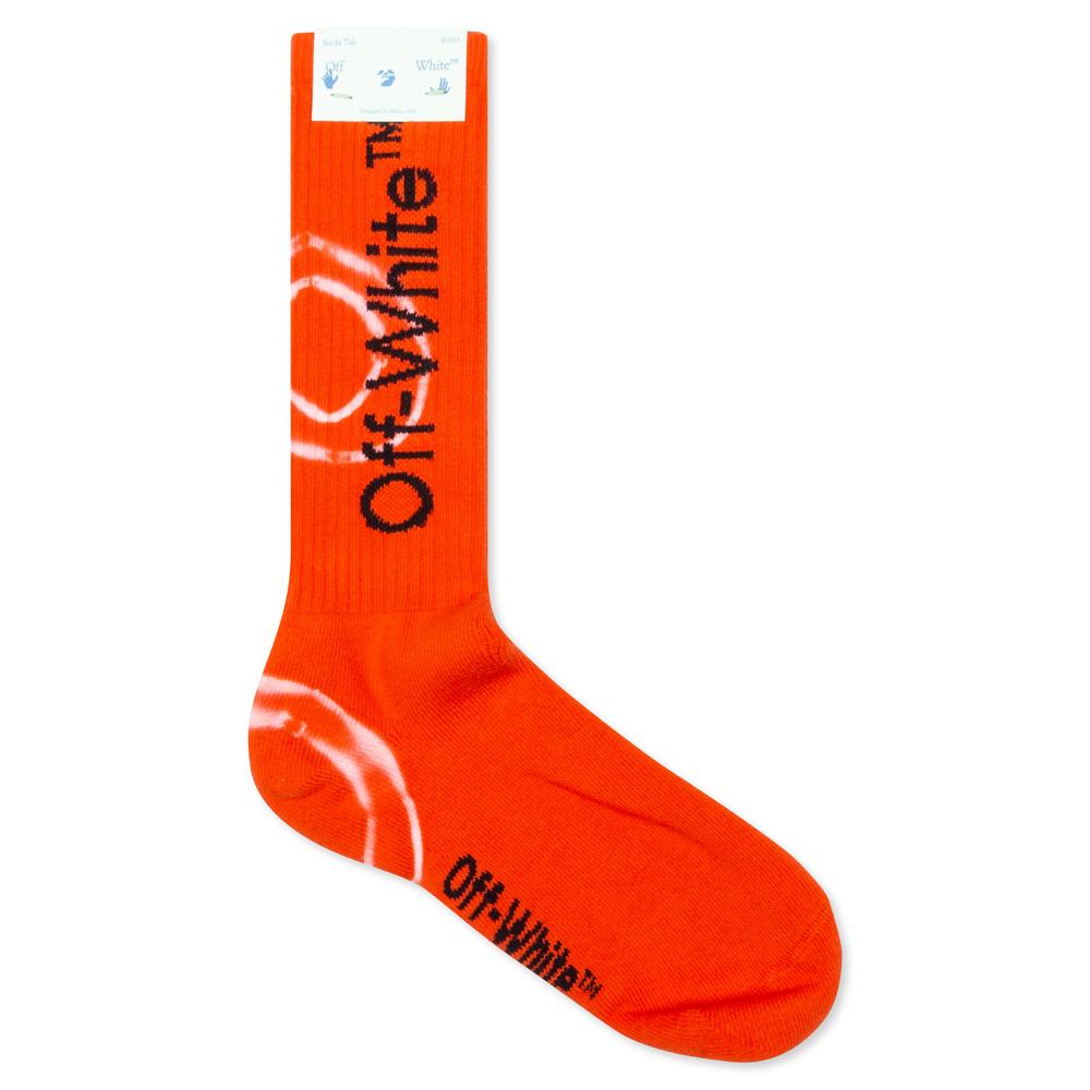 Tie Dye Mid Length Socks - Orange/Black