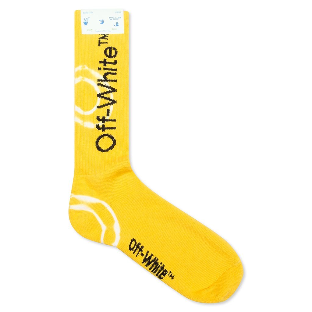Tie Dye Mid Length Socks - Yellow/Black