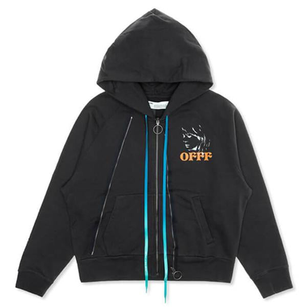 Woman Portrait Double Zip Hoodie - Black/Multi