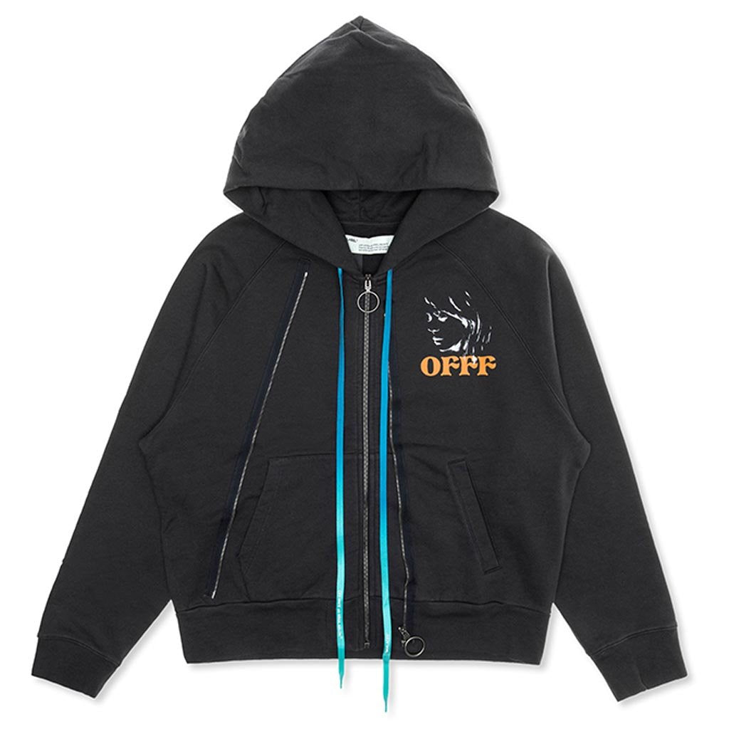 Woman Portrait Double Zip Hoodie - Black/Multi
