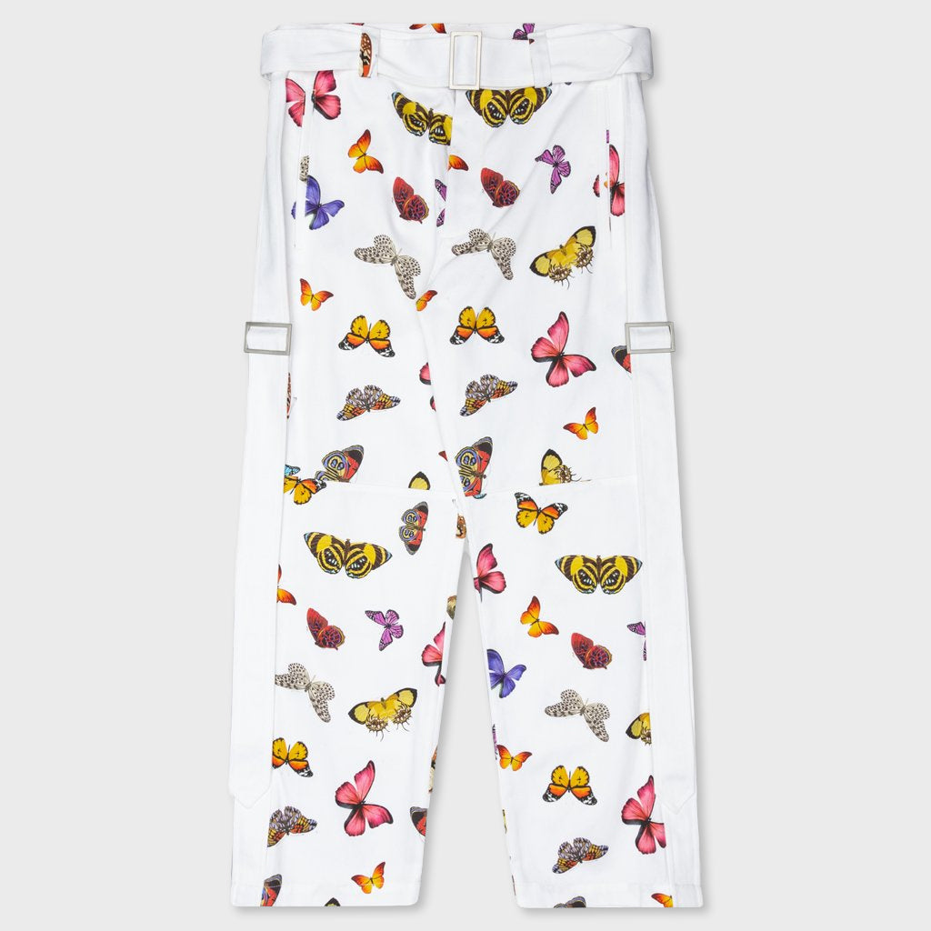 Butterfly Buckles Pants - White/Multi