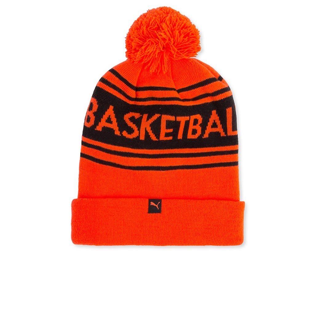 Basketball Pom Beanie - Bright Red