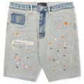 Slim Leg Short - Light Indigo Reverse Repair