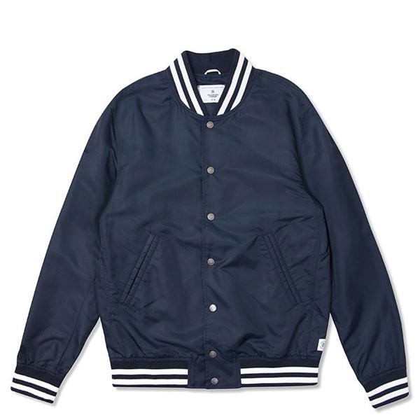 Lightweight Satin Logo Stadium Jacket - Navy